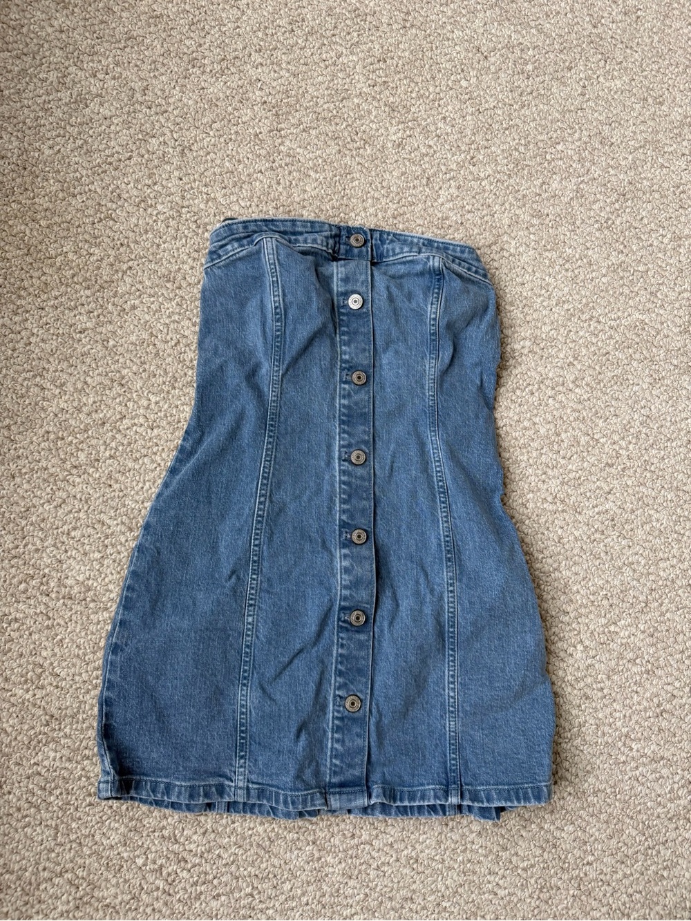 Abercrombie Denim Button-Front Strapless Mini Dress - Blue